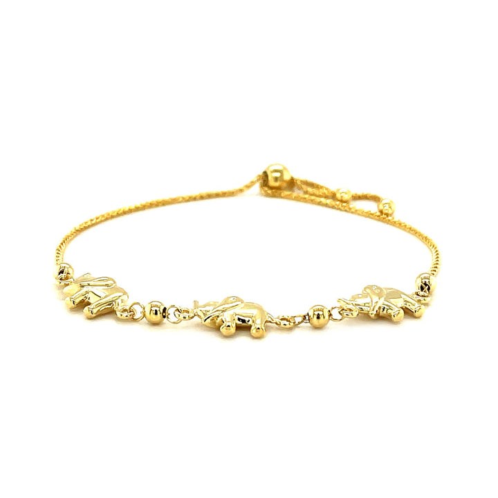 Pulsera estilo lazo con elefante en oro amarillo de 14 k (1,00 mm)