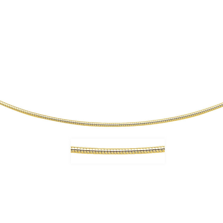 Collar de oro amarillo de 14 k con cadena redonda estilo omega