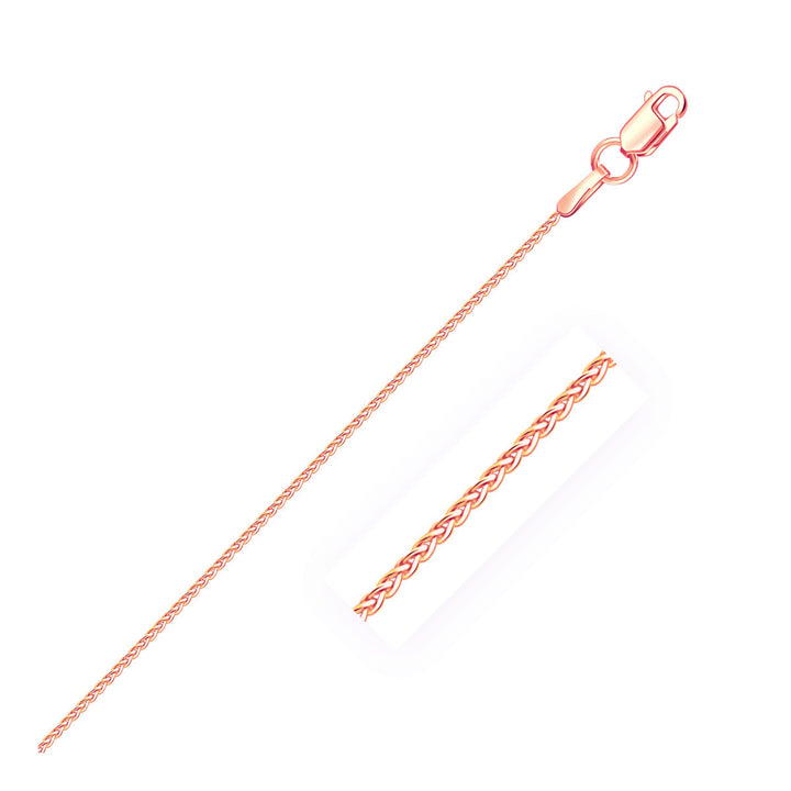 Cadena de espigas redondas de oro rosa de 14 k (1,00 mm)