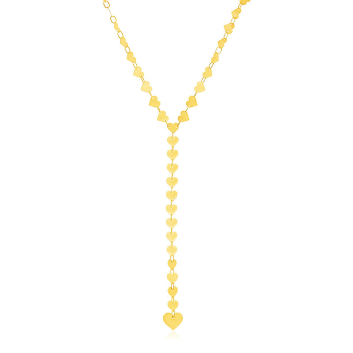 Collar con cadena de eslabones en forma de corazón espejado en oro amarillo de 14 k