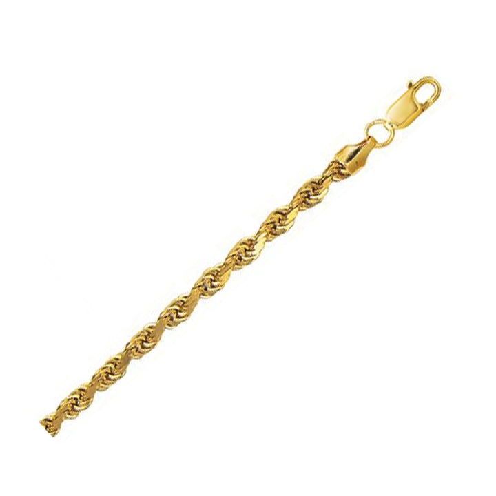 Cadena de eslabones con corte de diamante hueco en oro amarillo de 10 quilates (5,00 mm)