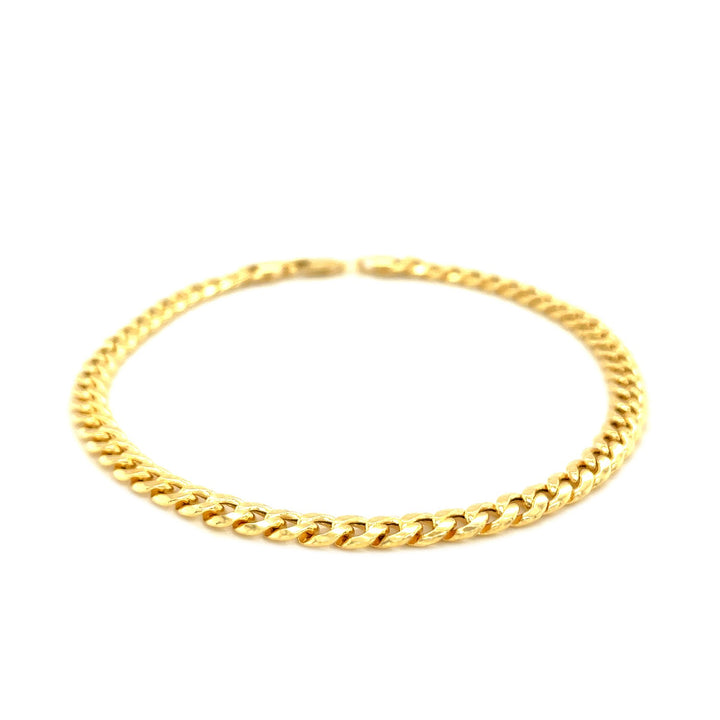 Pulsera cubana semisólida de oro amarillo de 14 k de Miami (4,50 mm)