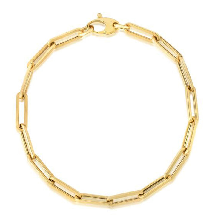 Pulsera de oro amarillo de 10 quilates con clip de papel (4,20 mm)