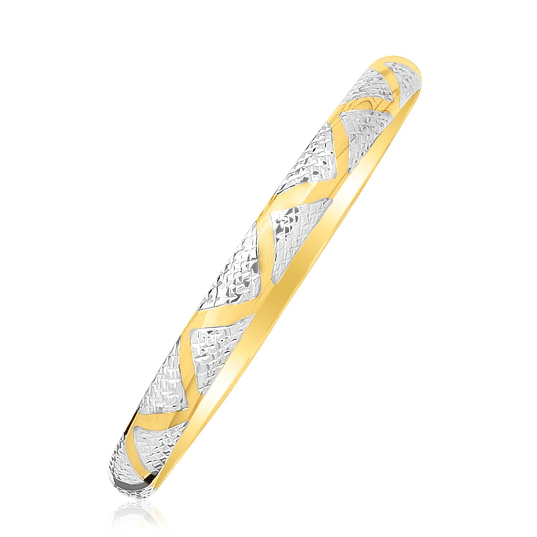 Brazalete texturizado estilo zigzag en oro de dos tonos de 10 k (6,00 mm)