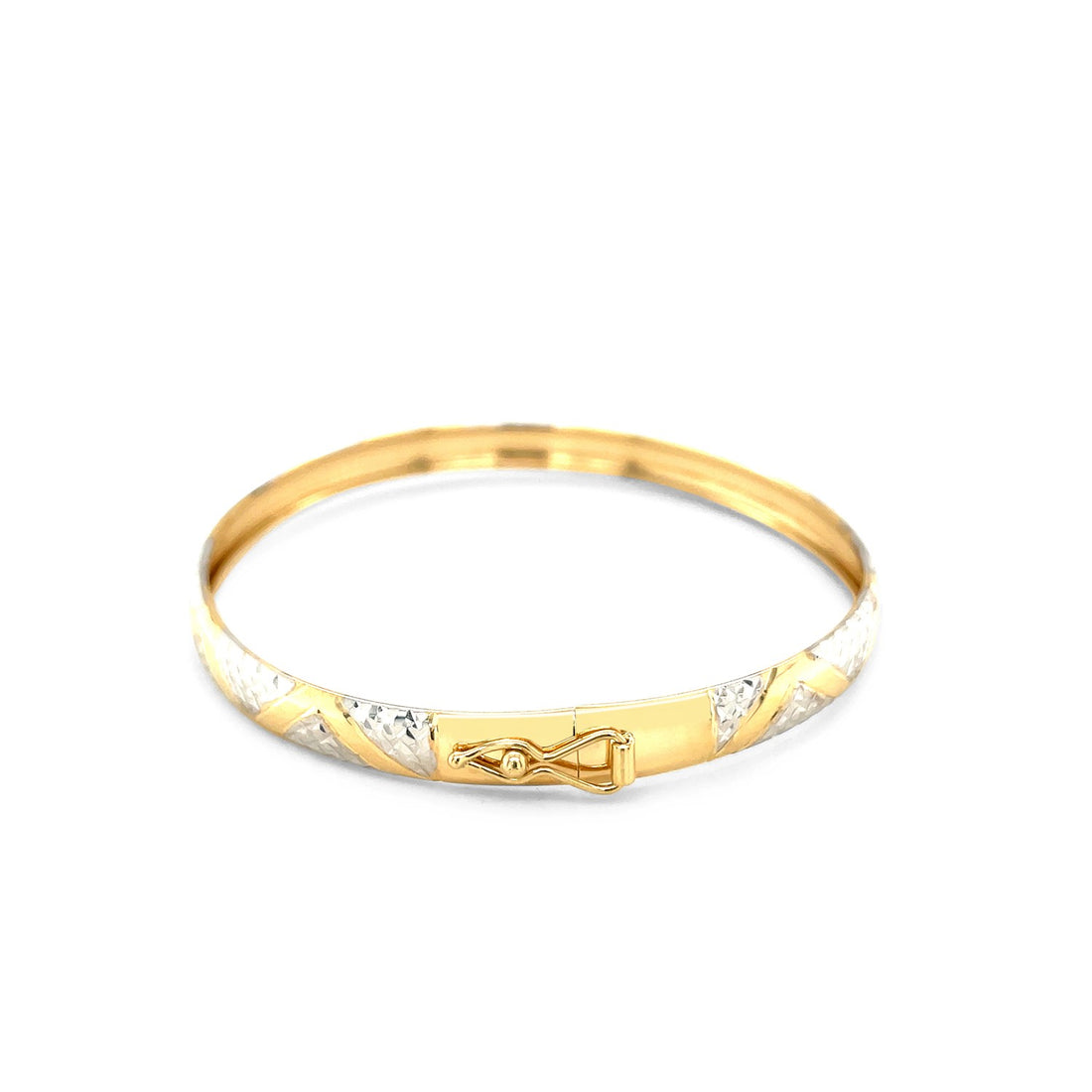 Brazalete texturizado estilo zigzag en oro de dos tonos de 10 k (6,00 mm)