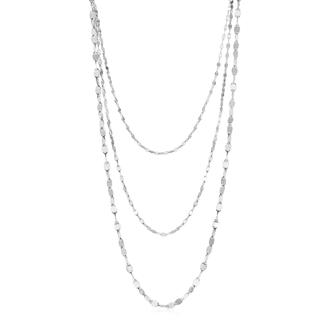 Collar de eslabones de tres hilos de Marina en plata de ley