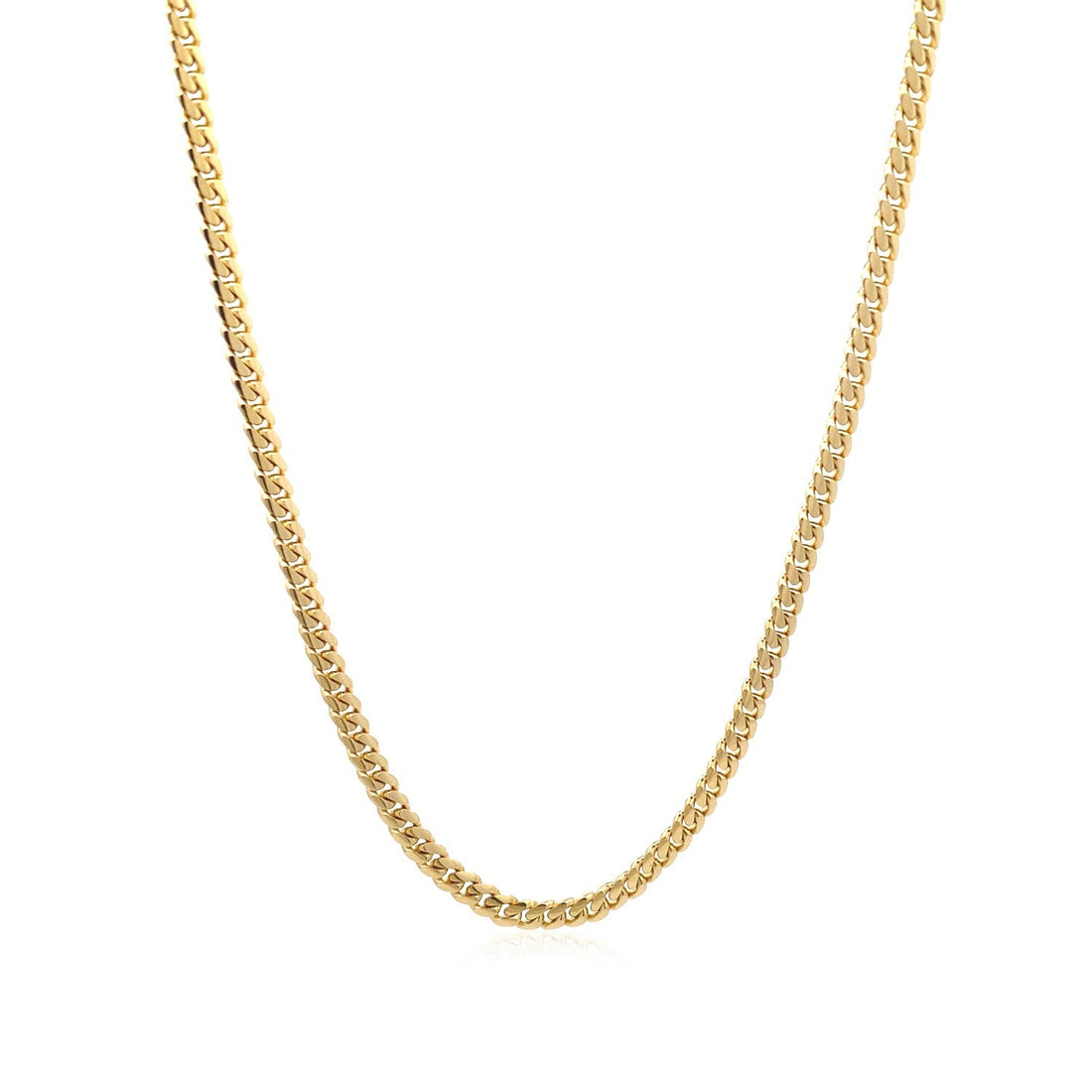 Cadena cubana Miami sólida clásica de oro amarillo de 10 k (3,20 mm)