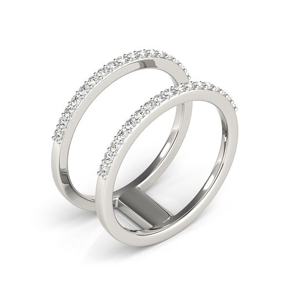 Anillo de oro blanco de 14 k con diseño de doble banda y diamantes (1/3 ct)