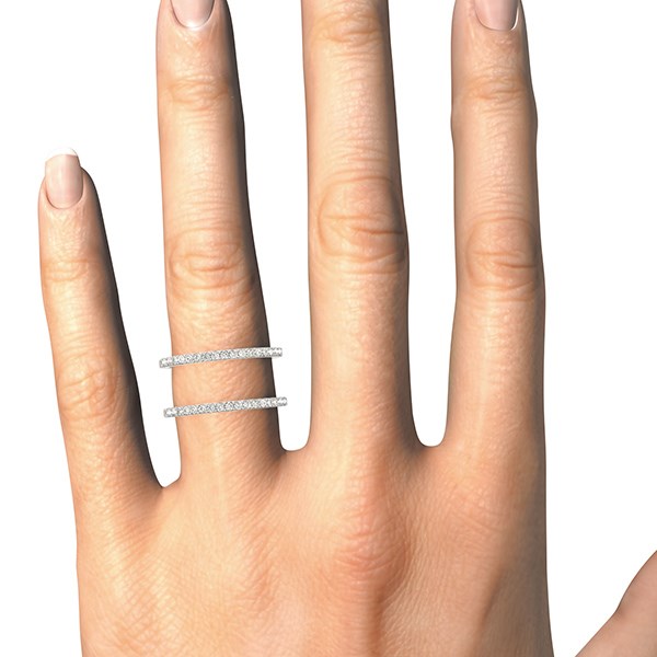 Anillo de oro blanco de 14 k con diseño de doble banda y diamantes (1/3 ct)