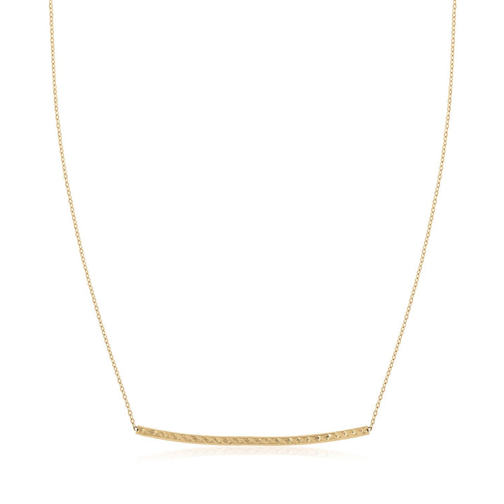 14k Yellow Gold Thin Textured Bar Necklace
