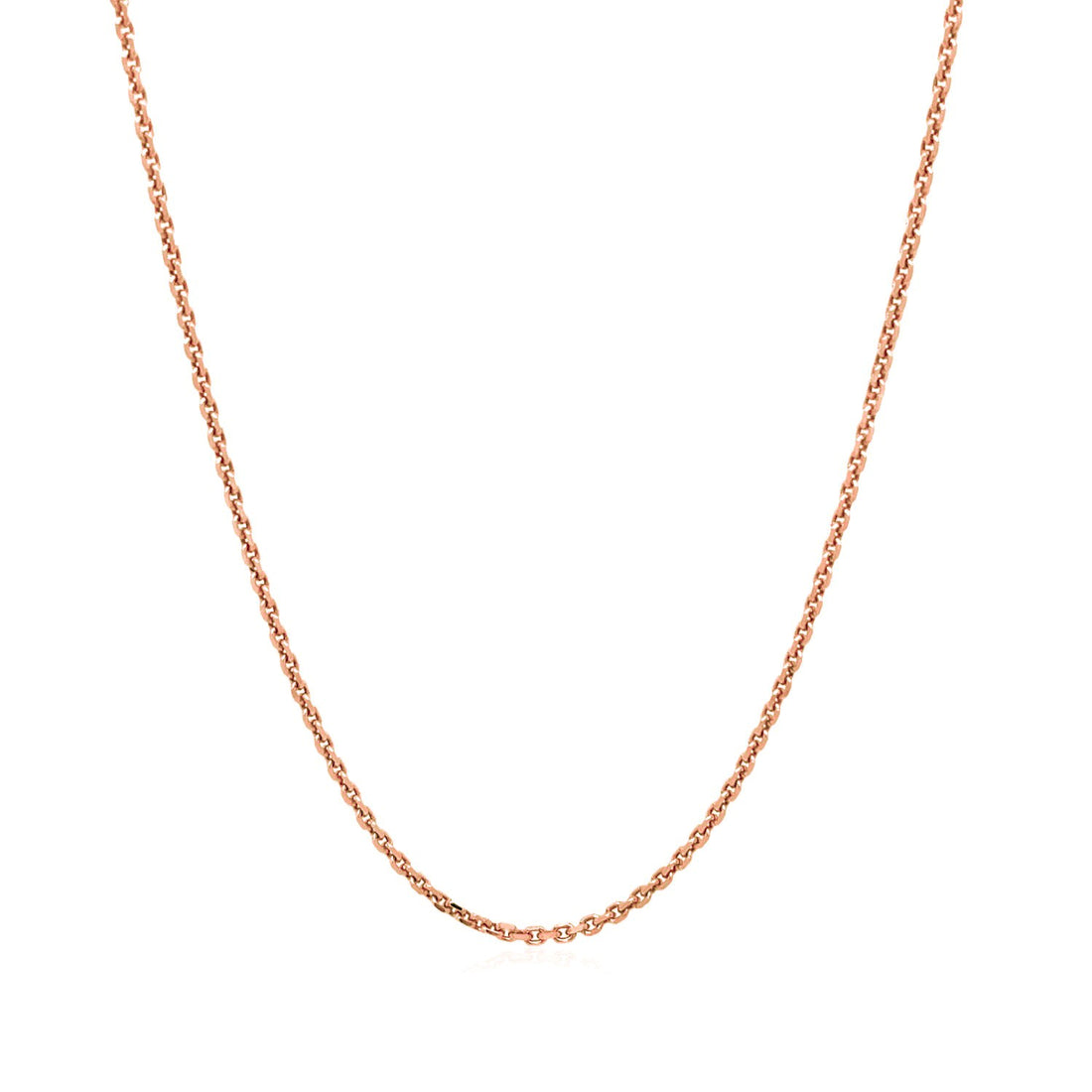 Cadena de eslabones tipo cable con corte de diamante en oro rosa de 14 k (1,30 mm)