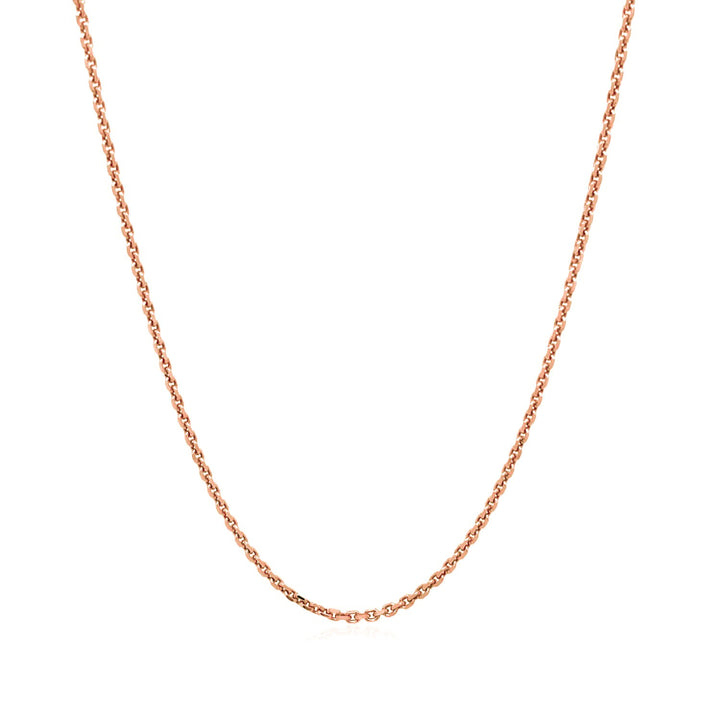 Cadena de eslabones tipo cable con corte de diamante en oro rosa de 14 k (1,30 mm)