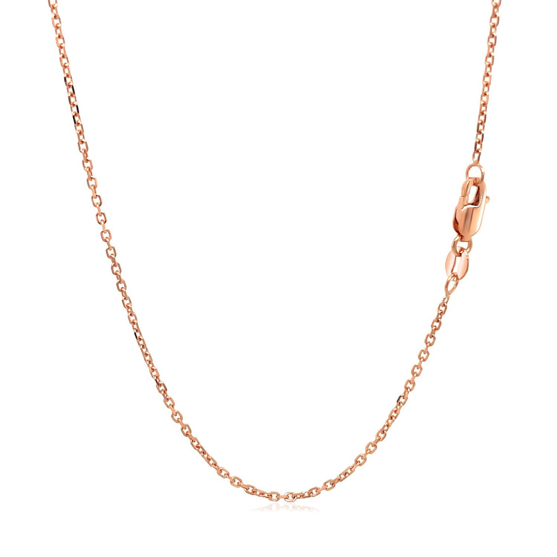 Cadena de eslabones tipo cable con corte de diamante en oro rosa de 14 k (1,30 mm)