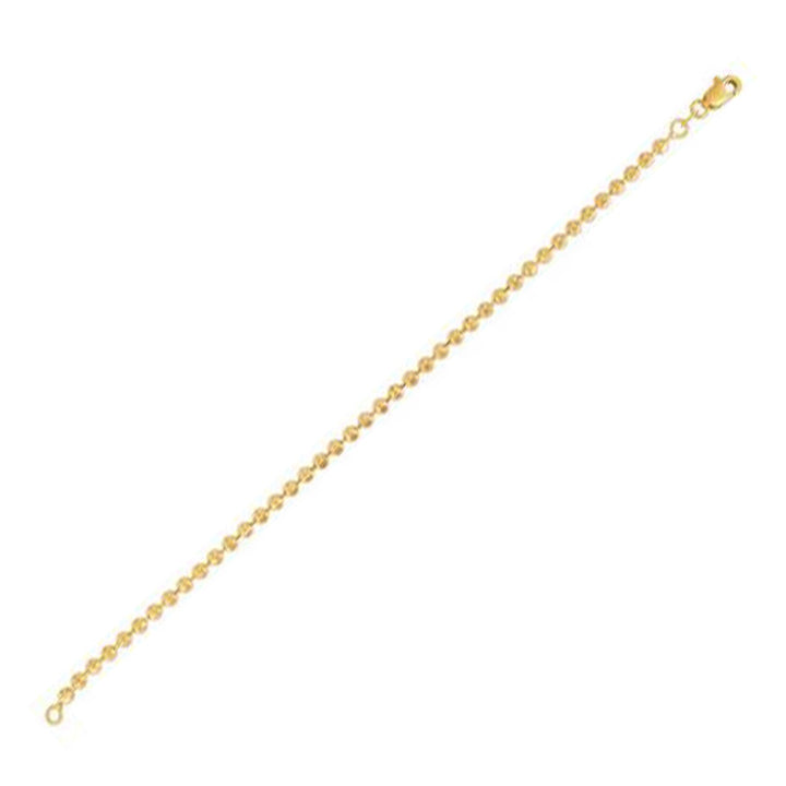 Cadena de cuentas con corte de luna en oro amarillo de 14 k (3,00 mm)