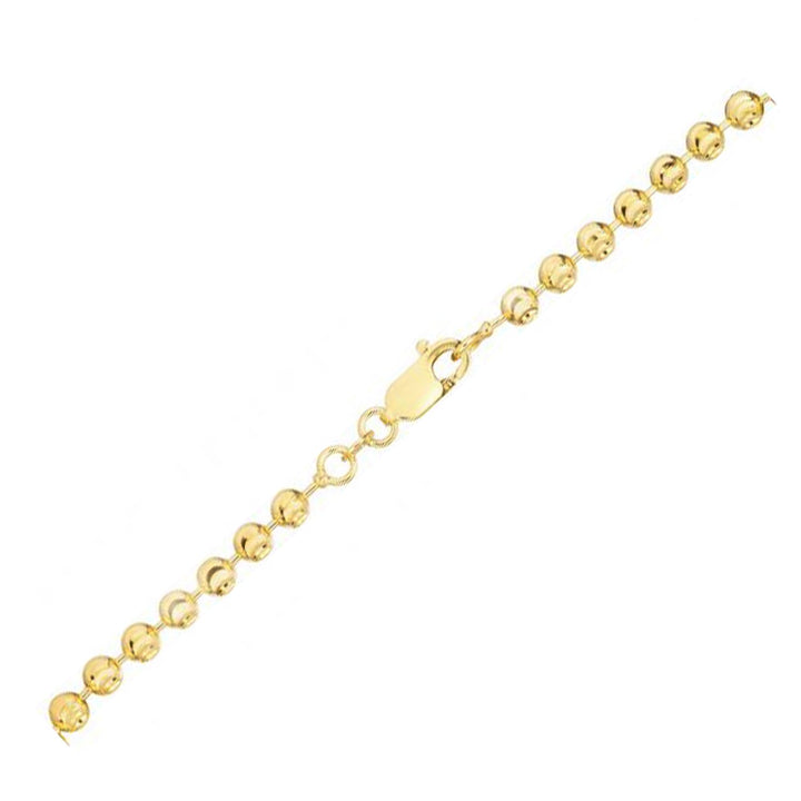 Cadena de cuentas con corte de luna en oro amarillo de 14 k (3,00 mm)