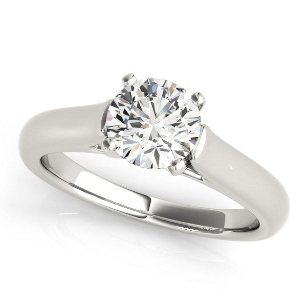 Anillo de compromiso de oro blanco de 14 k con diamante solitario y diseño de catedral (1 ct)