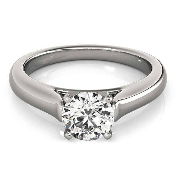 Anillo de compromiso de oro blanco de 14 k con diamante solitario y diseño de catedral (1 ct)