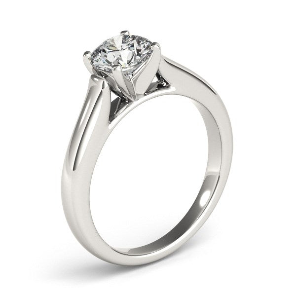 Anillo de compromiso de oro blanco de 14 k con diamante solitario y diseño de catedral (1 ct)