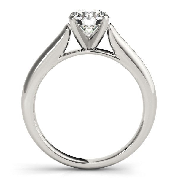 Anillo de compromiso de oro blanco de 14 k con diamante solitario y diseño de catedral (1 ct)