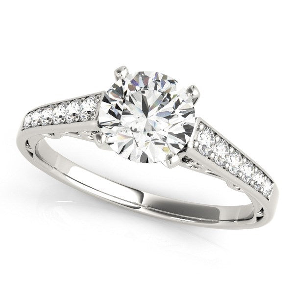Anillo de compromiso de diamantes con diseño de catedral en oro blanco de 14 k (1 1/4 ct)
