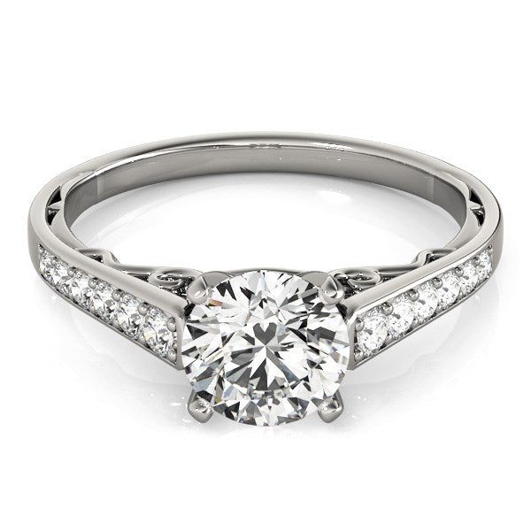 Anillo de compromiso de diamantes con diseño de catedral en oro blanco de 14 k (1 1/4 ct)