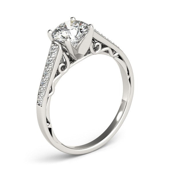 Anillo de compromiso de diamantes con diseño de catedral en oro blanco de 14 k (1 1/4 ct)