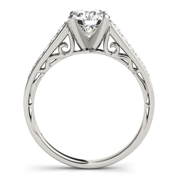 Anillo de compromiso de diamantes con diseño de catedral en oro blanco de 14 k (1 1/4 ct)