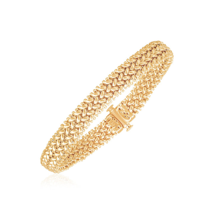 Pulsera trenzada gruesa de oro amarillo de 14 k con acabado brillante (8,80 mm)