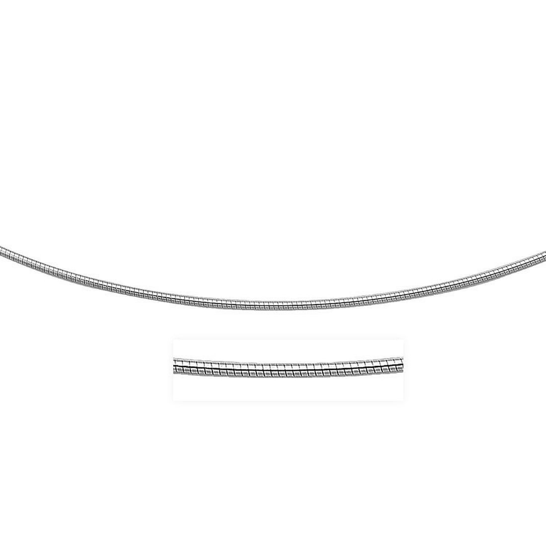 Collar de cadena redonda estilo omega de plata de ley con baño de rodio (1,55 mm)