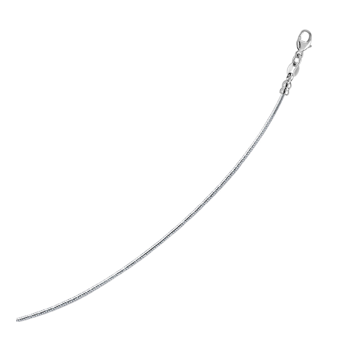 Collar de cadena redonda estilo omega de plata de ley con baño de rodio (1,55 mm)