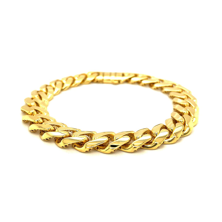 Pulsera de cadena de eslabones pulidos de oro amarillo de 14 k (11,50 mm)