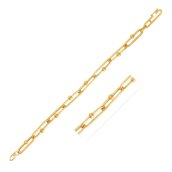 Pulsera de cadena ovalada con cuentas de 7 3/4 pulgadas en oro amarillo de 14 k (7,20 mm)