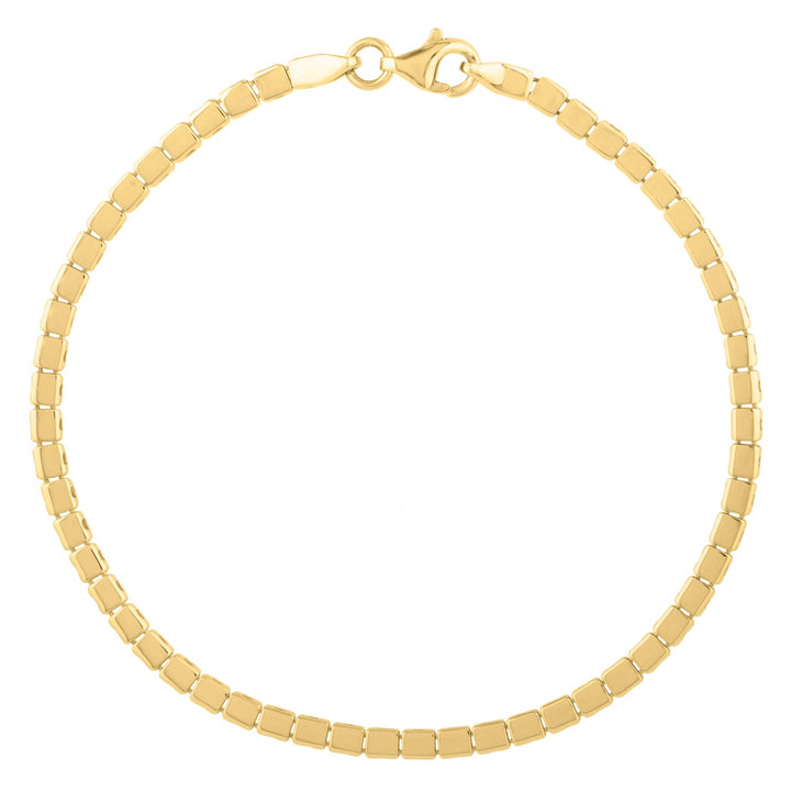 Pulsera de oro amarillo de 14 k con forma de cubo mini de 7 pulgadas (2,60 mm)