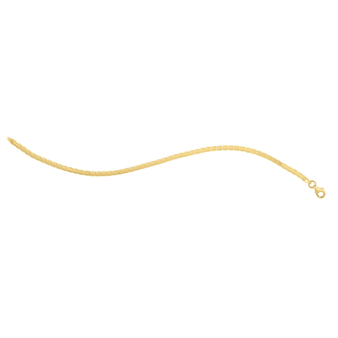 Pulsera de oro amarillo de 14 k con forma de cubo mini de 7 pulgadas (2,60 mm)