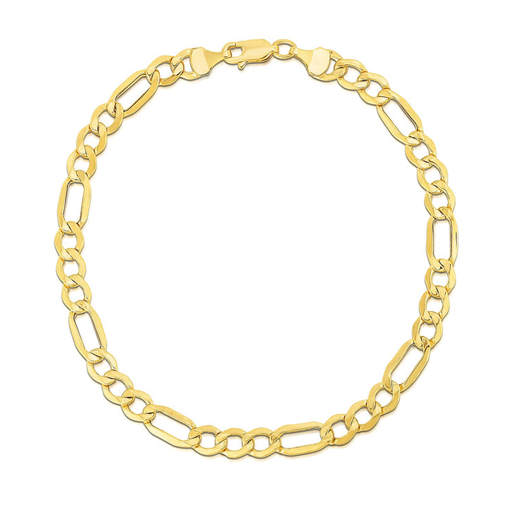 Pulsera Figaro Lite de oro amarillo de 10 k (5,60 mm)