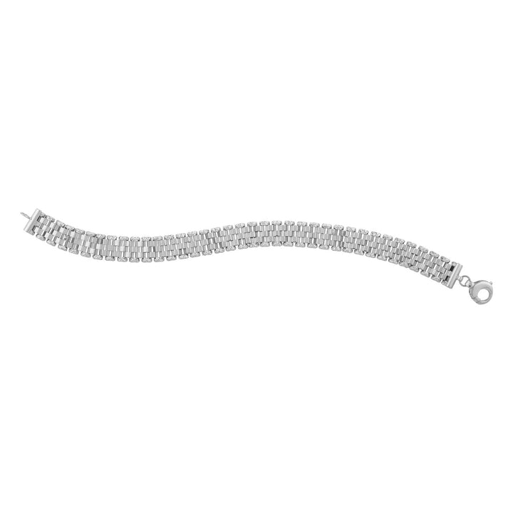 Pulsera de eslabones de pantera facetada en oro blanco de 14 k