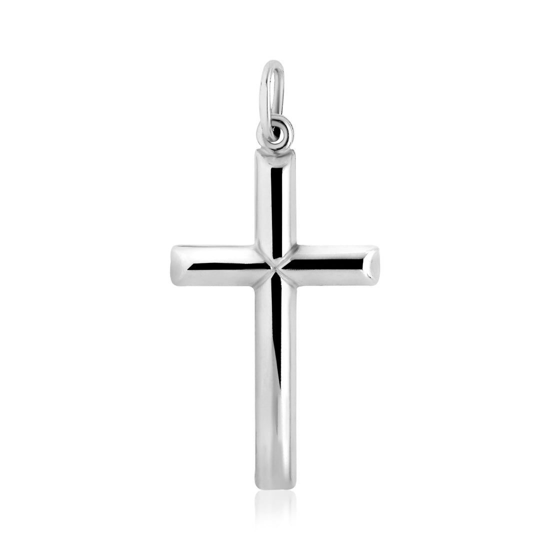 Colgante de cruz con barra pulida en plata de ley