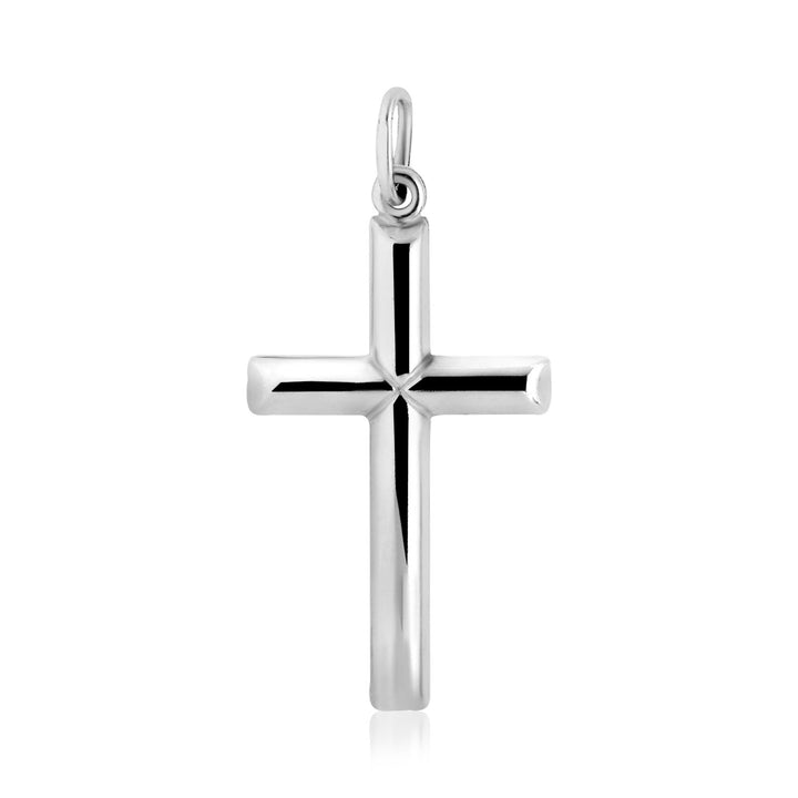 Colgante de cruz con barra pulida en plata de ley