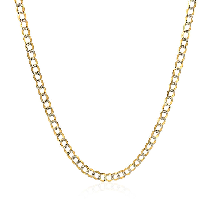 Cadena de eslabones con pavé de oro de dos tonos de 14 k (2,60 mm)