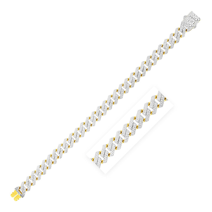 Pulsera Modern Lite Edge de oro amarillo de 14 k con pavé blanco y pulido brillante (18,60 mm)