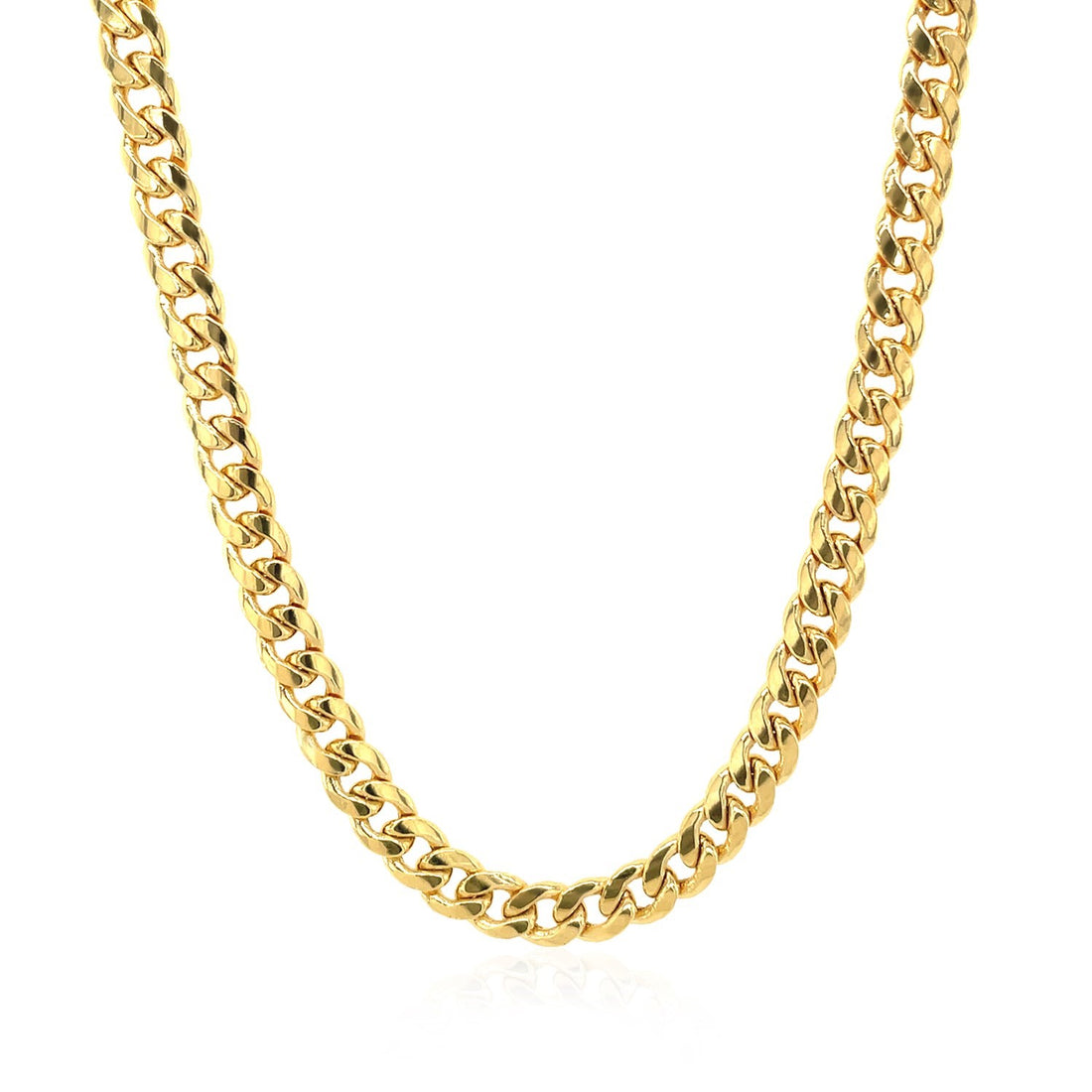 Cadena cubana semisólida de oro amarillo de 10 k de Miami (4,50 mm)