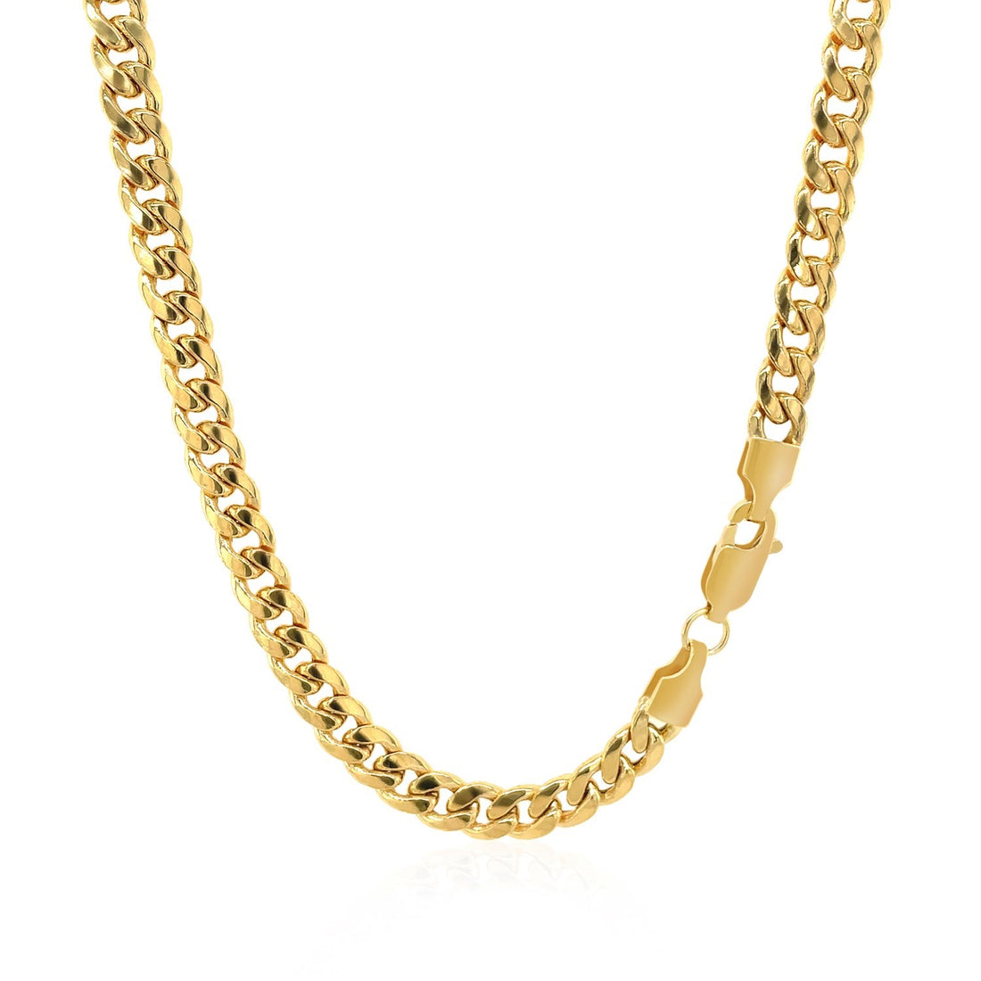 Cadena cubana semisólida de oro amarillo de 10 k de Miami (4,50 mm)