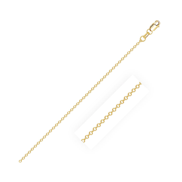 Cadena de eslabones tipo cable con corte de diamante en oro amarillo de 10 k (0,87 mm)