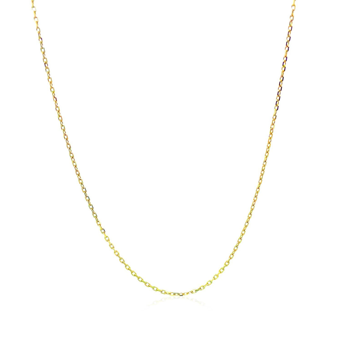 Cadena de eslabones tipo cable con corte de diamante en oro amarillo de 10 k (0,87 mm)