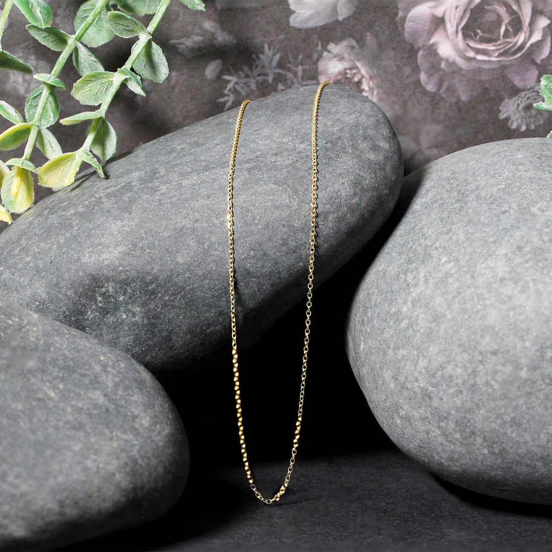 Cadena de eslabones tipo cable con corte de diamante en oro amarillo de 10 k (0,87 mm)