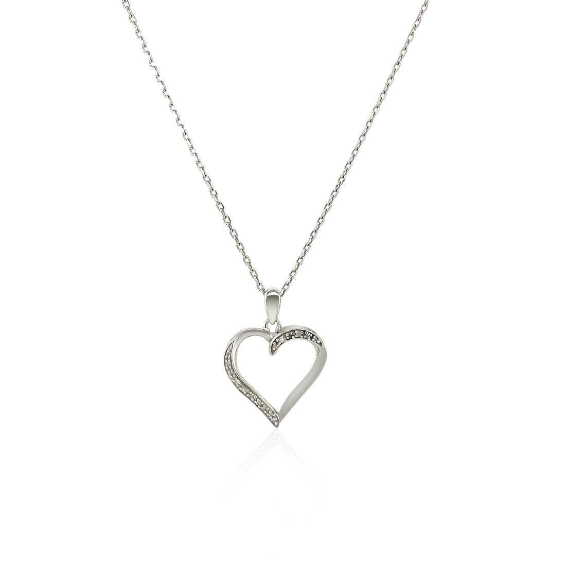Colgante de corazón abierto trenzado en plata de ley con detalles de diamantes (0,04 ct)