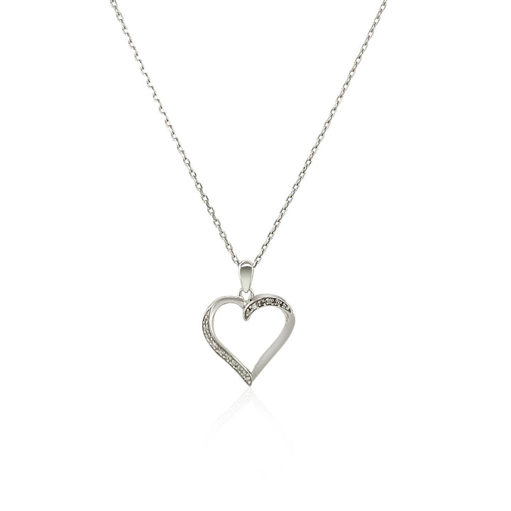 Colgante de corazón abierto trenzado en plata de ley con detalles de diamantes (0,04 ct)