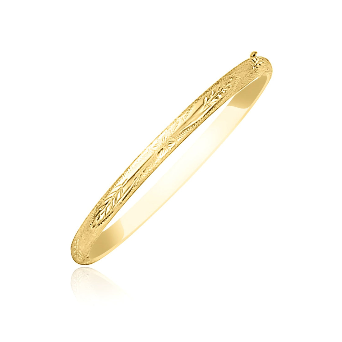 Brazalete florentino con diseño botánico en oro amarillo de 10 k (5,00 mm)