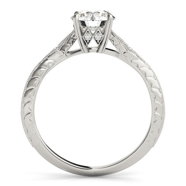 Anillo de compromiso de diamantes en oro blanco de 14 k con racimos laterales (1 1/8 ct)