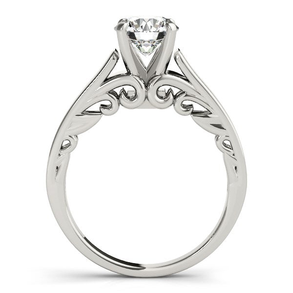 Anillo de compromiso solitario de diamantes redondos estilo antiguo en oro blanco de 14 k (1 ct)